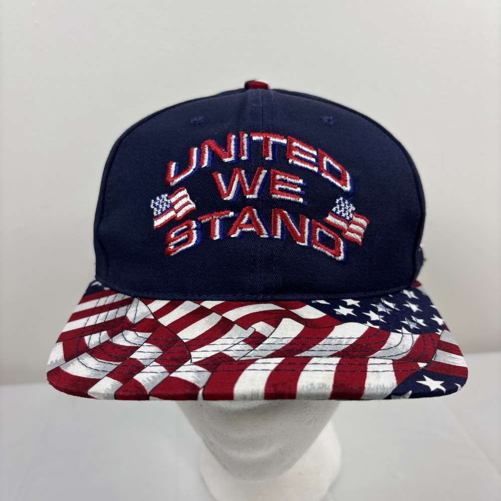 Vintage United We Stand American Flag Trucker Retro StrapBack Hat Cap Made USA